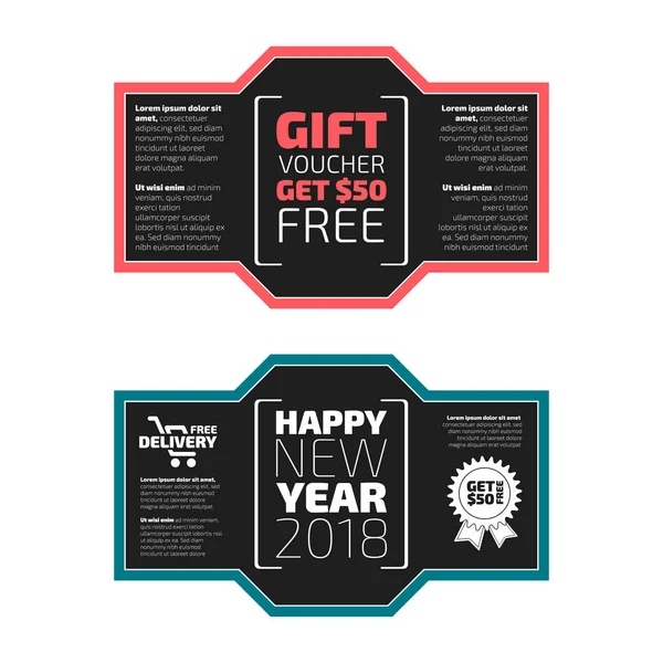 Conjunto de diseño de vales de regalo — Vector de stock