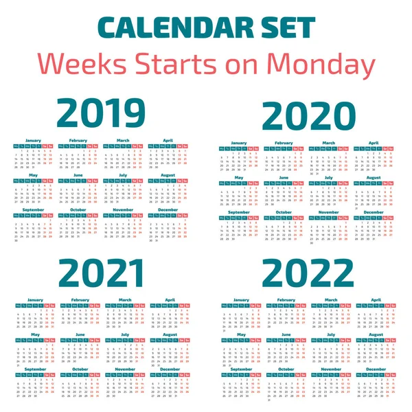 Basit 2019-2022 yıl takvim