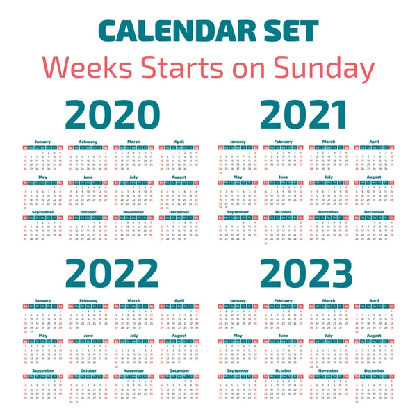 Простий календар 2020-2023 років — стоковий вектор