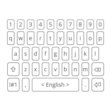 Akıllı telefon için mobil vektör klavyesi. Harfler ayarlandı