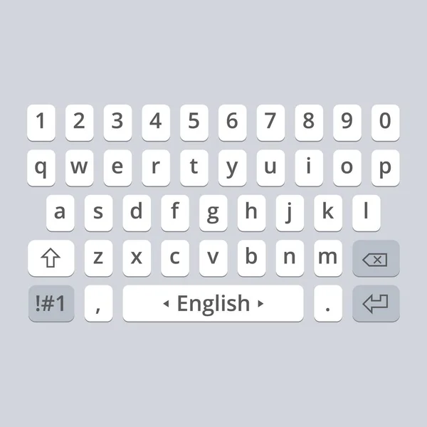 スマートフォン用のモバイルベクトルキーボード。文字セット — ストックベクタ