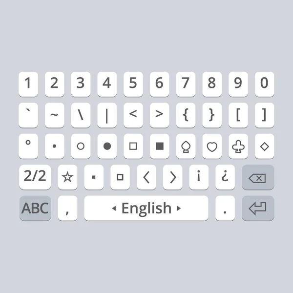 Мобильная векторная клавиатура для смартфона. Набор символов — стоковый вектор