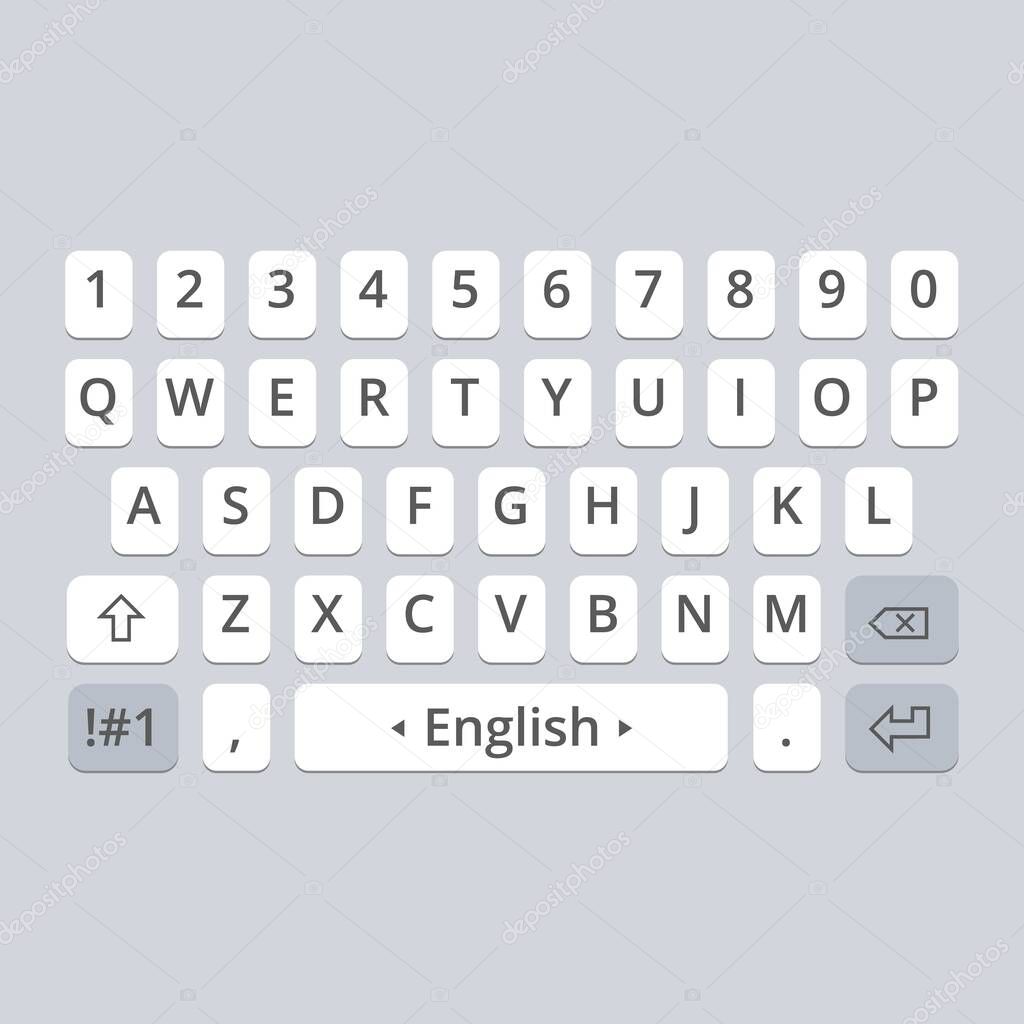 Mobile vector keyboard for smartphone. Caps set