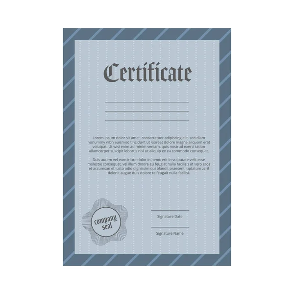 Certificaat. Template met frame en afdichting. — Stockvector