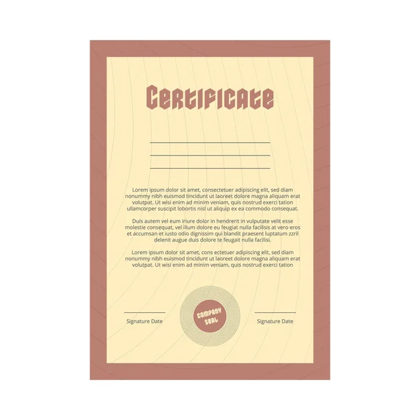 Certificate. Template with the frame and seal. — Stock vektor