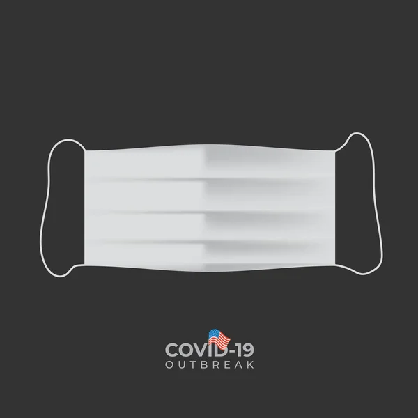 COVID-19 Máscara de protección vectorial en el negro — Vector de stock