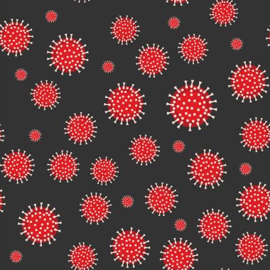 Covid-19 virüs vektörü siyah üzerine kusursuz desen