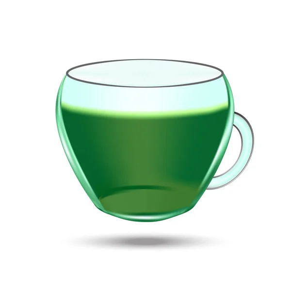 Una taza de té verde. Objeto de vector realista — Vector de stock