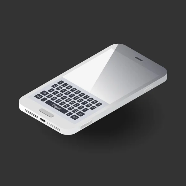 Isometrisk vit smartphone ovanifrån. Vektorbild — Stock vektor