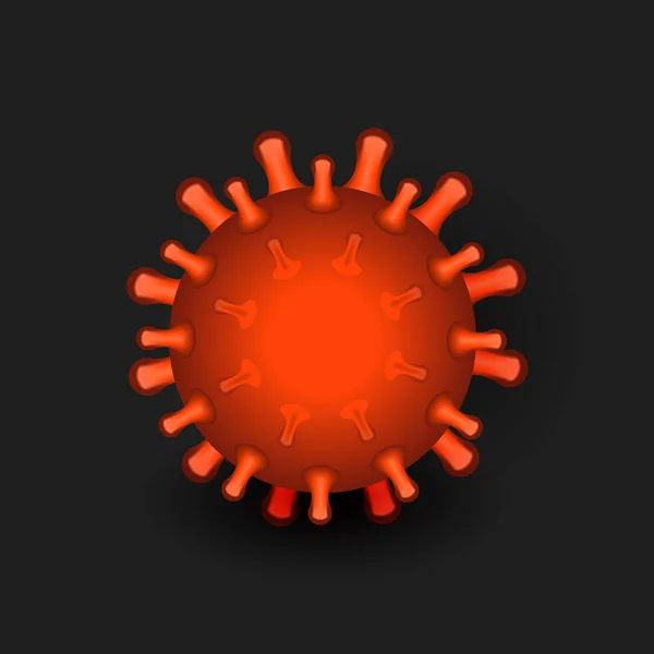 Ilustrasi Vektor Koronavirus Tiga Dimensi Pada Latar Belakang Hitam - Stok Vektor