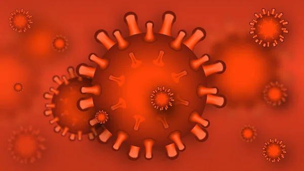 Coronavirus 4k raster papel de parede no vermelho — Fotografia de Stock