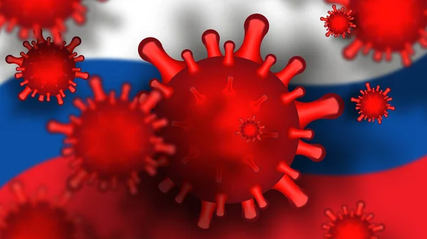 Coronavírus Rússia Tema Raster Papel Parede Com Bandeira — Fotografia de Stock