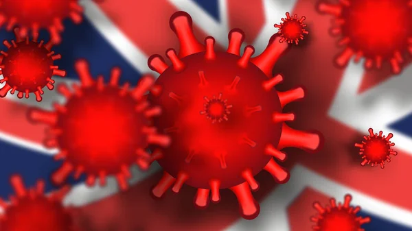 Coronavirus United Kingdome Tema Raster Papel Parede Com Bandeira — Fotografia de Stock