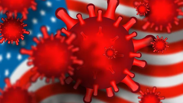 Coronavírus Nos Eua Tema Papel Parede Raster Com Bandeira Americana — Fotografia de Stock