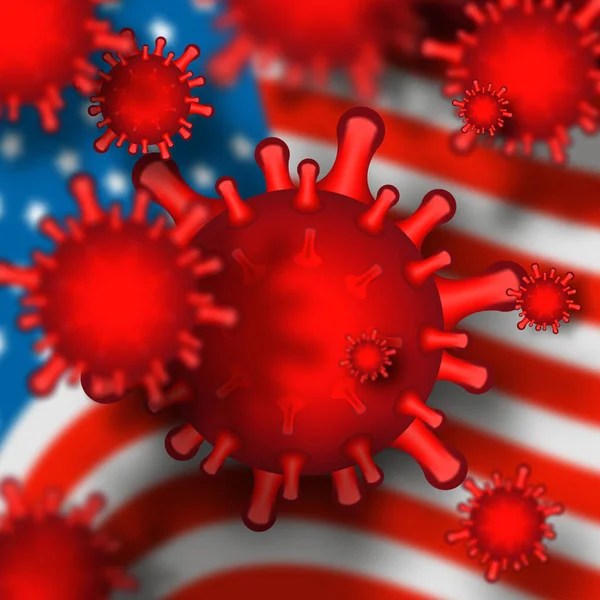 Coronavirus Usa Theme Raster Wallpaper American Flag — Stock Photo, Image