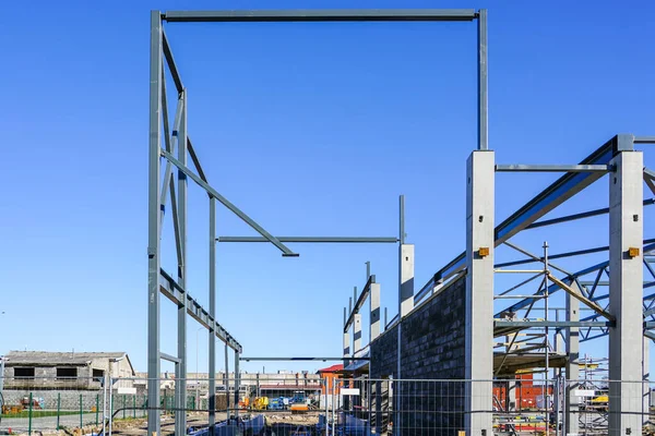 Stahlgerüst Eines Bau Befindlichen Neuen Fabrikgebäudes — Stockfoto