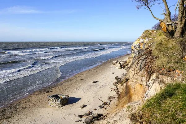 Διάβρωση Των Ακτών Της Βαλτικής Θάλασσας Από Ισχυρούς Ανέμους Περιβαλλοντικό — Φωτογραφία Αρχείου