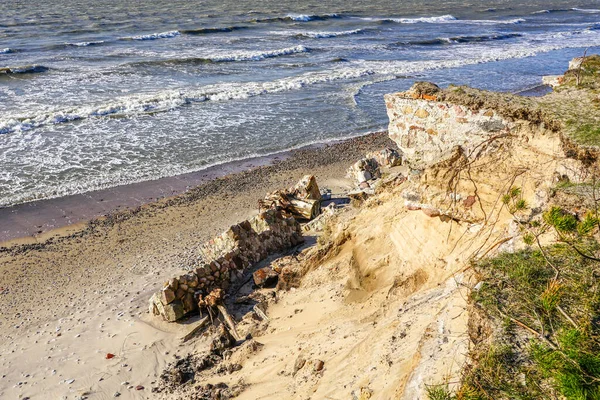 Erosão Costa Mar Báltico Por Ventos Fortes Problema Ambiental — Fotografia de Stock