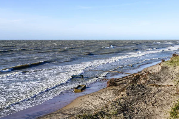 Erosi Pantai Laut Baltik Oleh Angin Kencang Masalah Lingkungan — Stok Foto