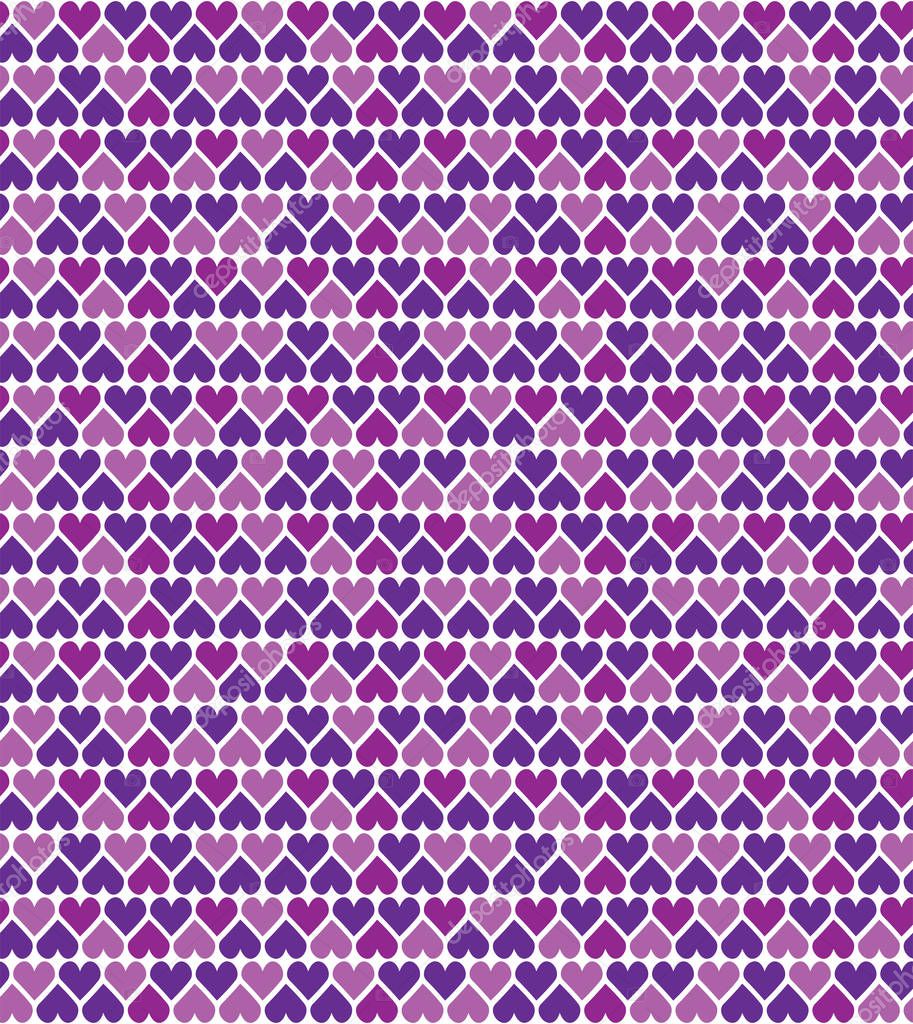 Seamless vector pattern of the color of the season ultraviolet hearts. Suits for any decor, textile, packaging paper, wallpapers. Can be used for for Valentine's day or Birthday gifts wrapper.