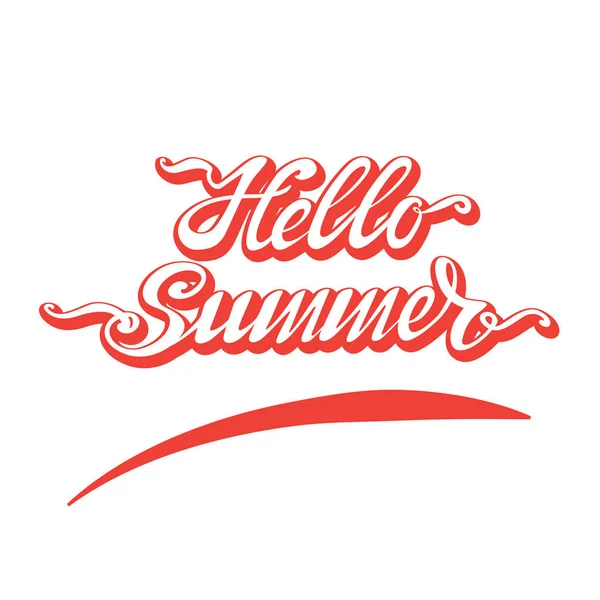 Heldere Hello Summer Belettering Voor Posten Sociale Netwerken Briefhoofden Souveneers — Stockvector