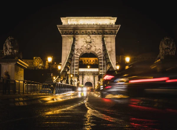 Budapest Kettenbrücke Der Nacht — Stockfoto