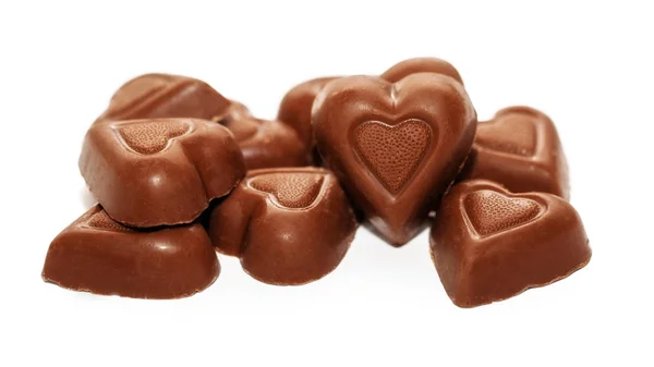 Pile Heart Shaped Gourmet Chocolate Valentine Day Candy — Stock Photo, Image