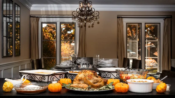 Dinner Buffet Thanksgiving Dengan Salin Ruang — Stok Foto