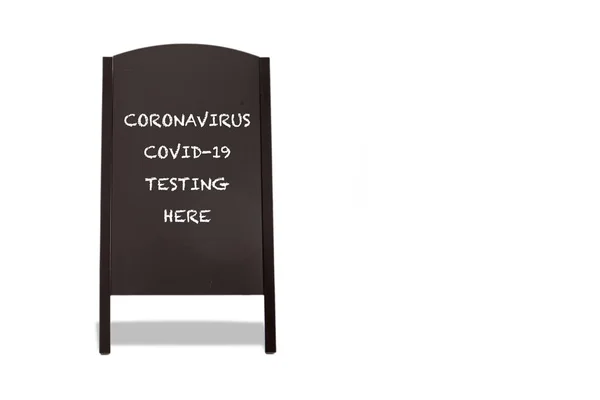 Black Chalkboard Frame Sign Words Coronavirus Covid Testing Here Surrounded — Stock fotografie