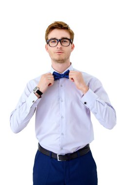 Takım elbiseli saygın bak