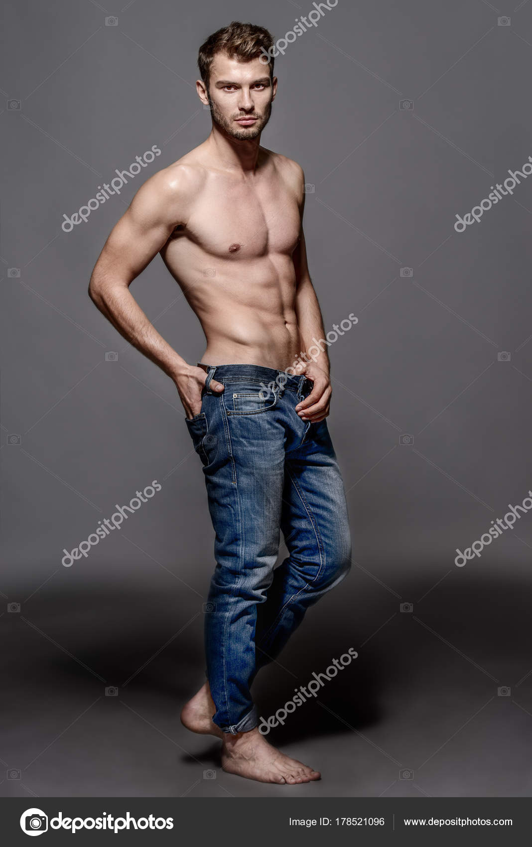 Muscular Young Naked Sexy Boy Leaned Stock Photo 92182405 
