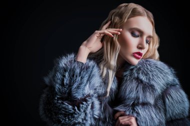 model in expensive fur coat clipart