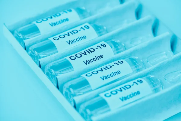 COVID-19 coronavirus vaccine. Victory over coronavirus, photo of ampoules with a vaccine against 2019-nCoV.