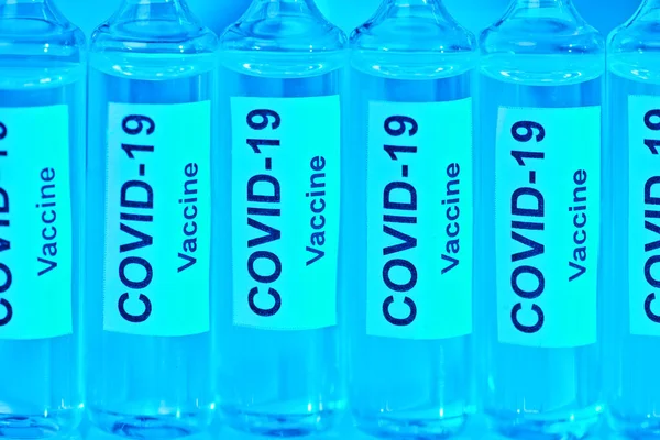 COVID-19 coronavirus vaccine. Victory over coronavirus, photo of ampoules with a vaccine against 2019-nCoV.