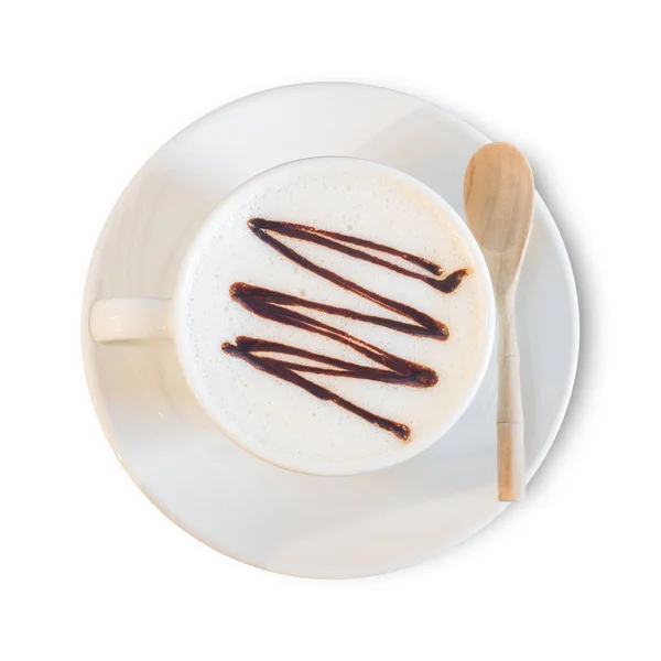 Nahaufnahme weiße Tasse Kaffee isoliert auf weißem Hintergrund. — Stockfoto