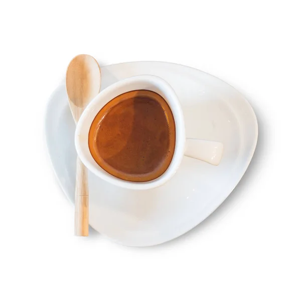 Zbliżenie białe filiżankę kawy na białym tle. — Zdjęcie stockowe