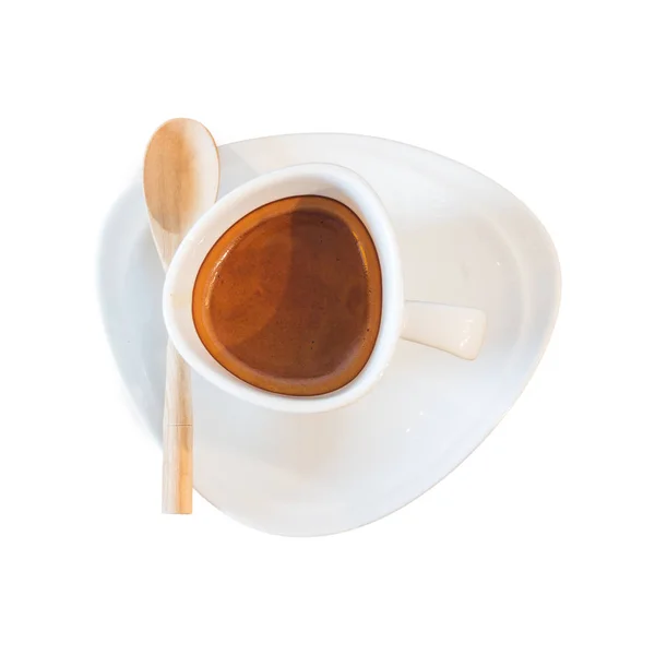 Zbliżenie białe filiżankę kawy na białym tle. — Zdjęcie stockowe