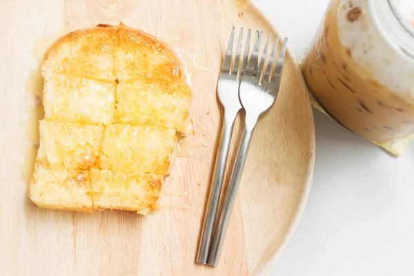 Smör bröd rostat bröd med socker — Stockfoto