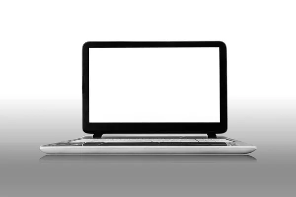 Laptop z kopia miejsce na białym tle na białym tle z odbijać — Zdjęcie stockowe