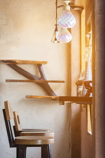 Mesa de madera vacía superior de la barra en la cafetería — Foto de Stock