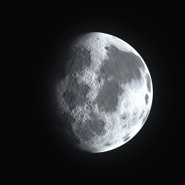 Büyük parlak detaylı tam ay yüzeyine yakın bir azalmakta veya gibbous faz ağda gitmeye başladı