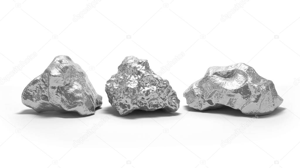 Silver  nuggets on a white background