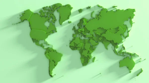 Wereldkaart Muntkleurige Continenten Destructie — Stockfoto