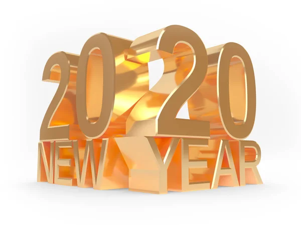 New Year 2020 Golden Letters White Background Illustration — 스톡 사진