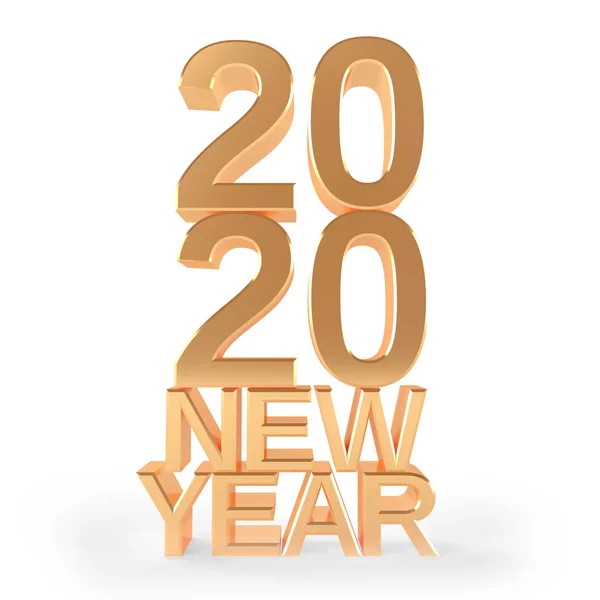 New Year 2020 Golden Letters White Background Render — Stock Photo, Image