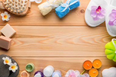 Spa nesneleri ve bir yere ortasında bir yazıt için bir için