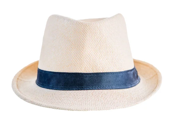 Pălărie de paie de închidere pe un fundal alb izolat — Fotografie, imagine de stoc