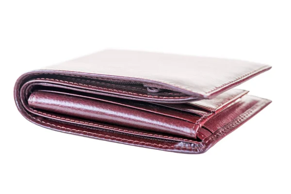 Erkek cüzdan beyaz bir arka plan üzerinde para yok — Stok fotoğraf