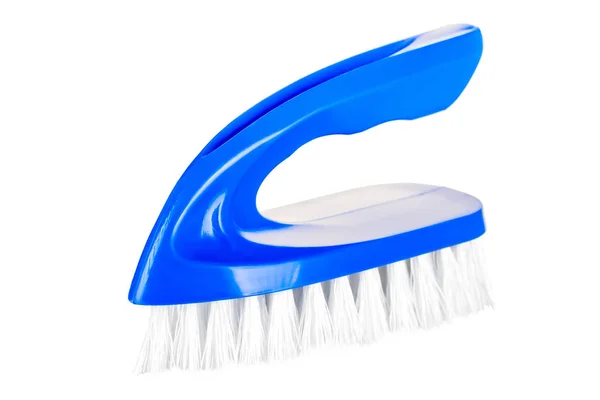 Blue brush for cleaning house close-up isolated — Stock Photo, Image