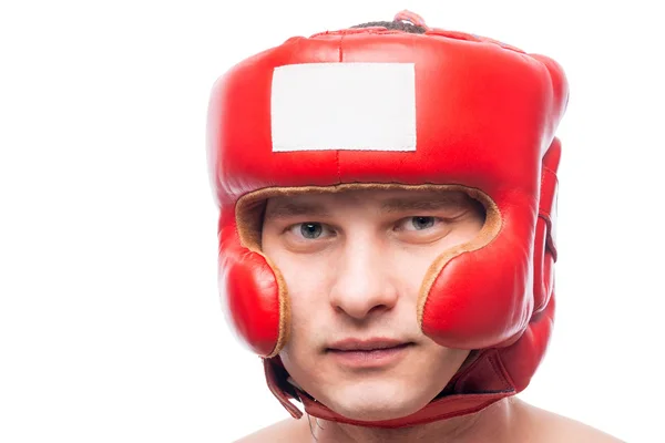Porträt eines Boxers mit rotem Schutzhelm — Stockfoto